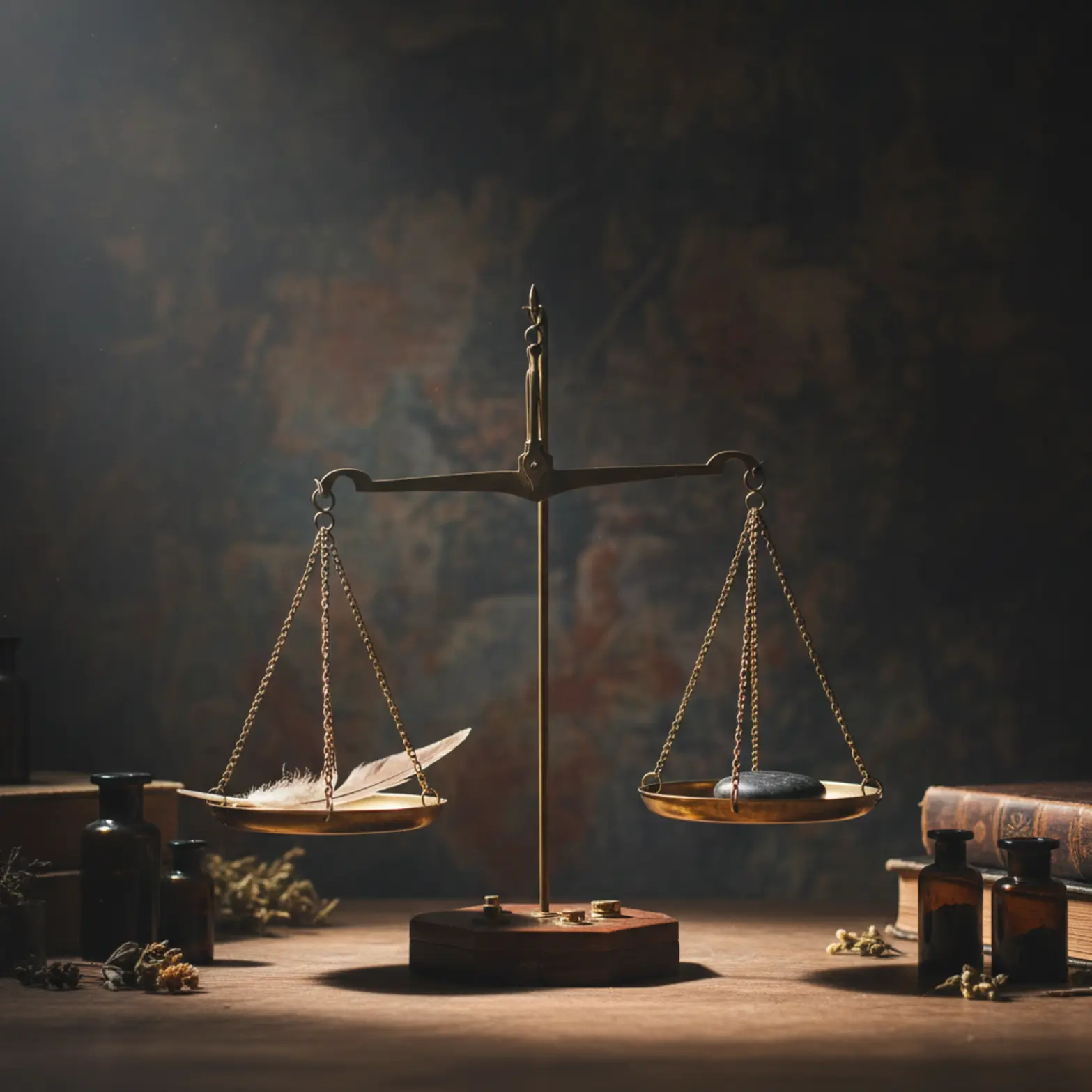 A vintage brass balancing scale